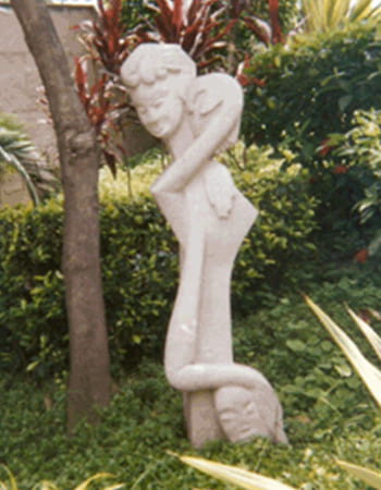 Traditional marble ceremonial vessel with carved handles and devotional patterns for temple rituals